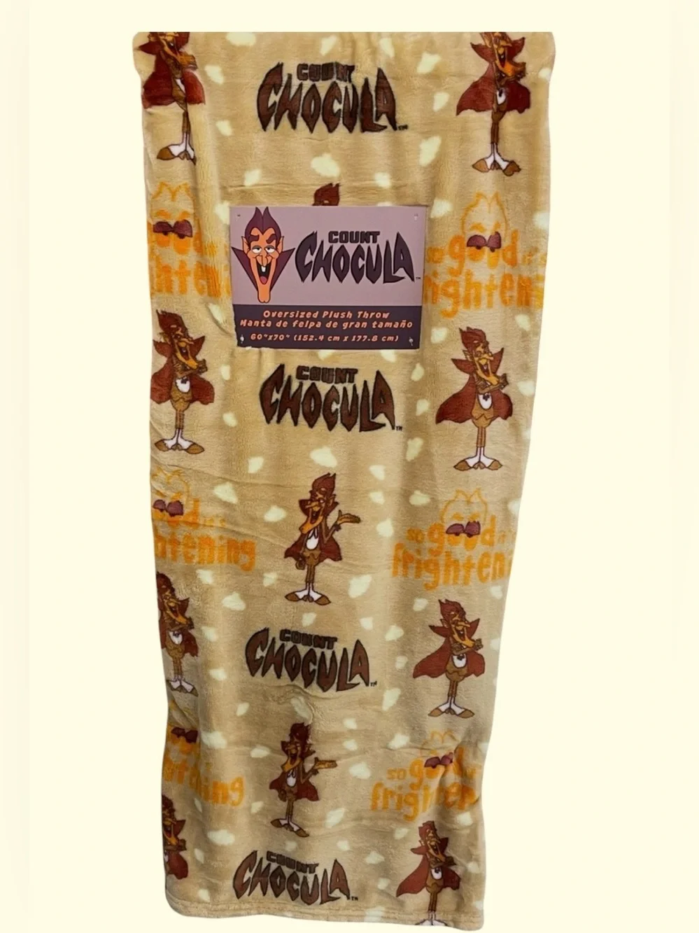 Count Chocula Halloween Blanket Throw Brown 60x70 Oversized Monster Cereals NWT